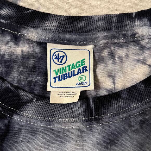 47 Vintage Tubular Tye Dye Cropped University of Michigan Tee in Blue Size XL - Picture 5 of 7